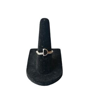 Sterling Silver with Half Moon Signed OROMA Black Onyx Design, Ring, Size 6